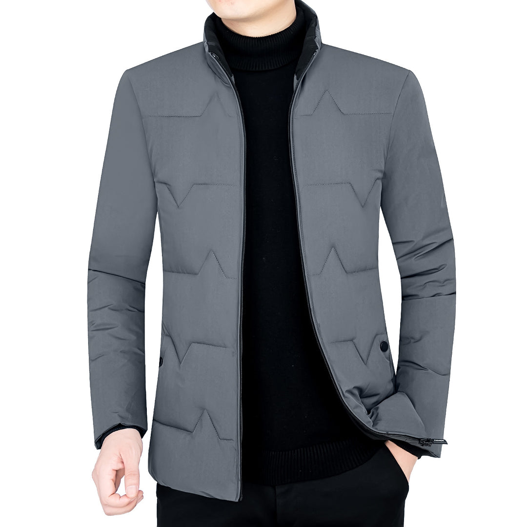 Men's padded stand-up collar jacket with water-repellent surface and zippered pockets Mune Fashion