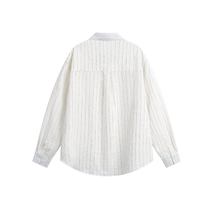 Unisex Relaxed Linen Blend Shirt with Fine Stripe Structure and Chest Pocket Mune Fashion