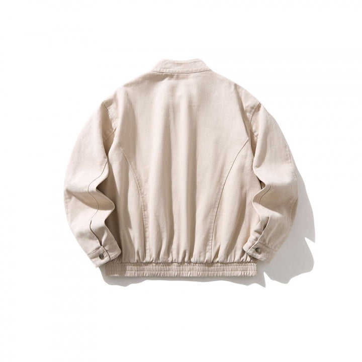 Men's Short Utility Jacket made of durable canvas with stand-up collar, concealed front zip and elastic drawstring hem Mune Fashion