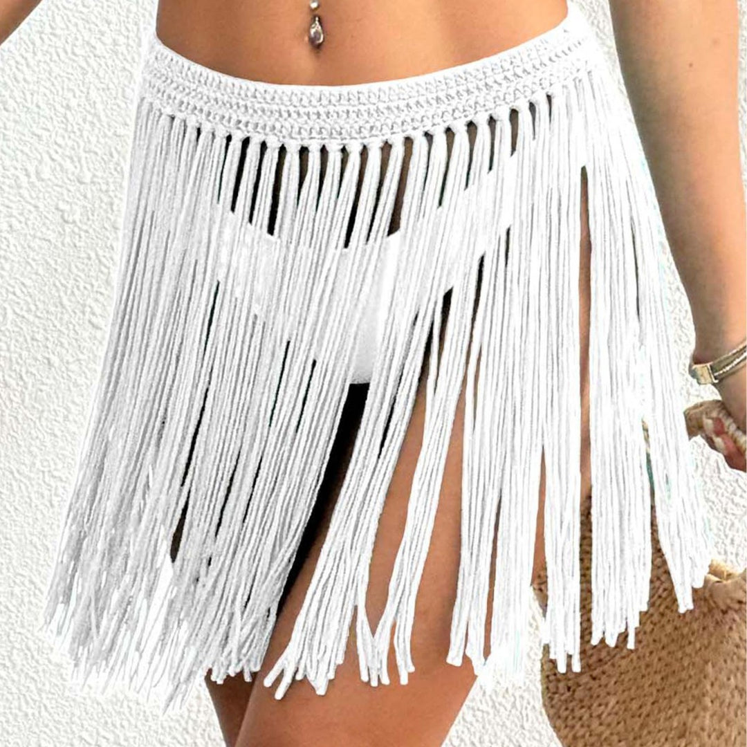 Women’s crochet beach skirt with fringed details Mune Fashion