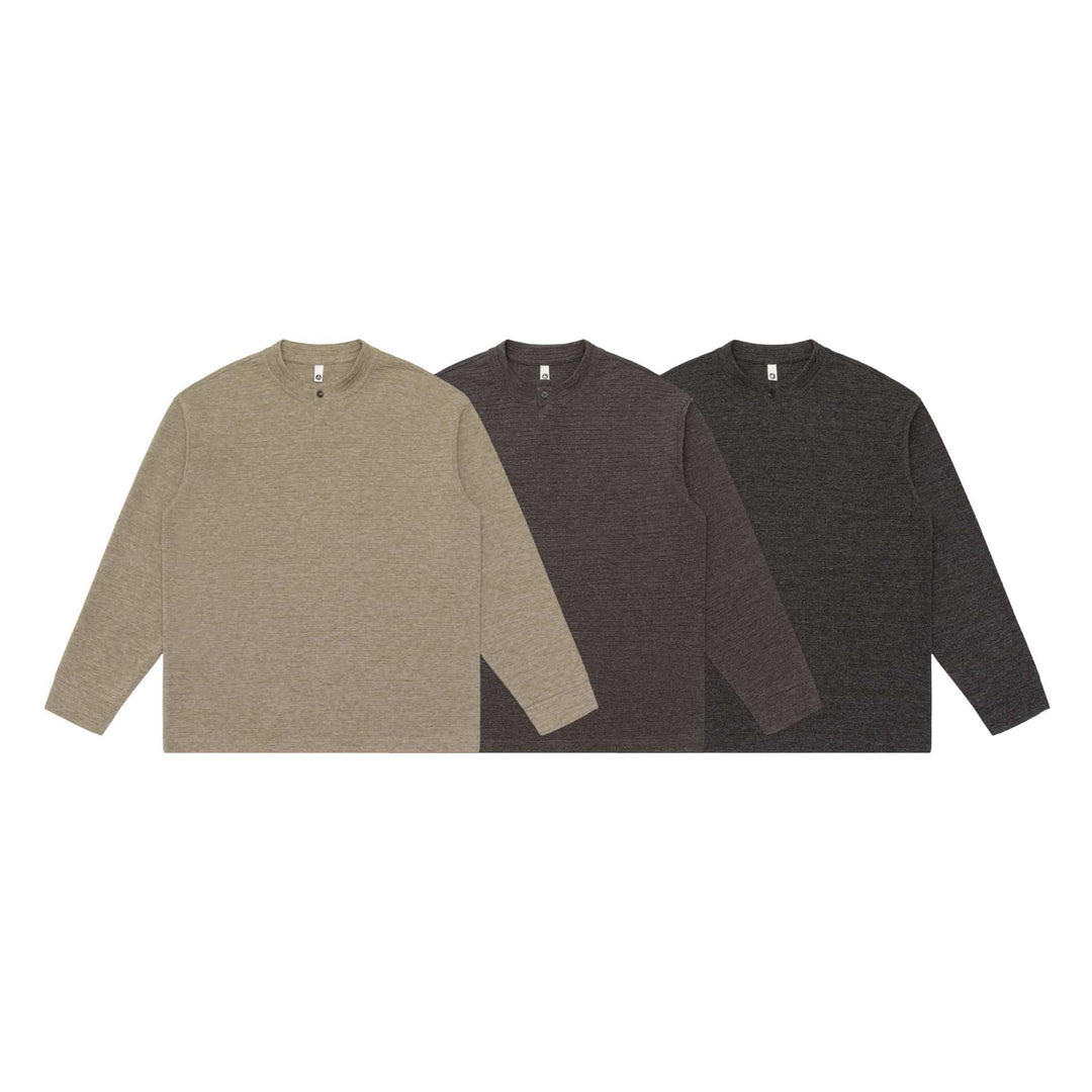 Unisex Structured Henley Sweater with Short Button Collar and Oversized Fit Mune Fashion