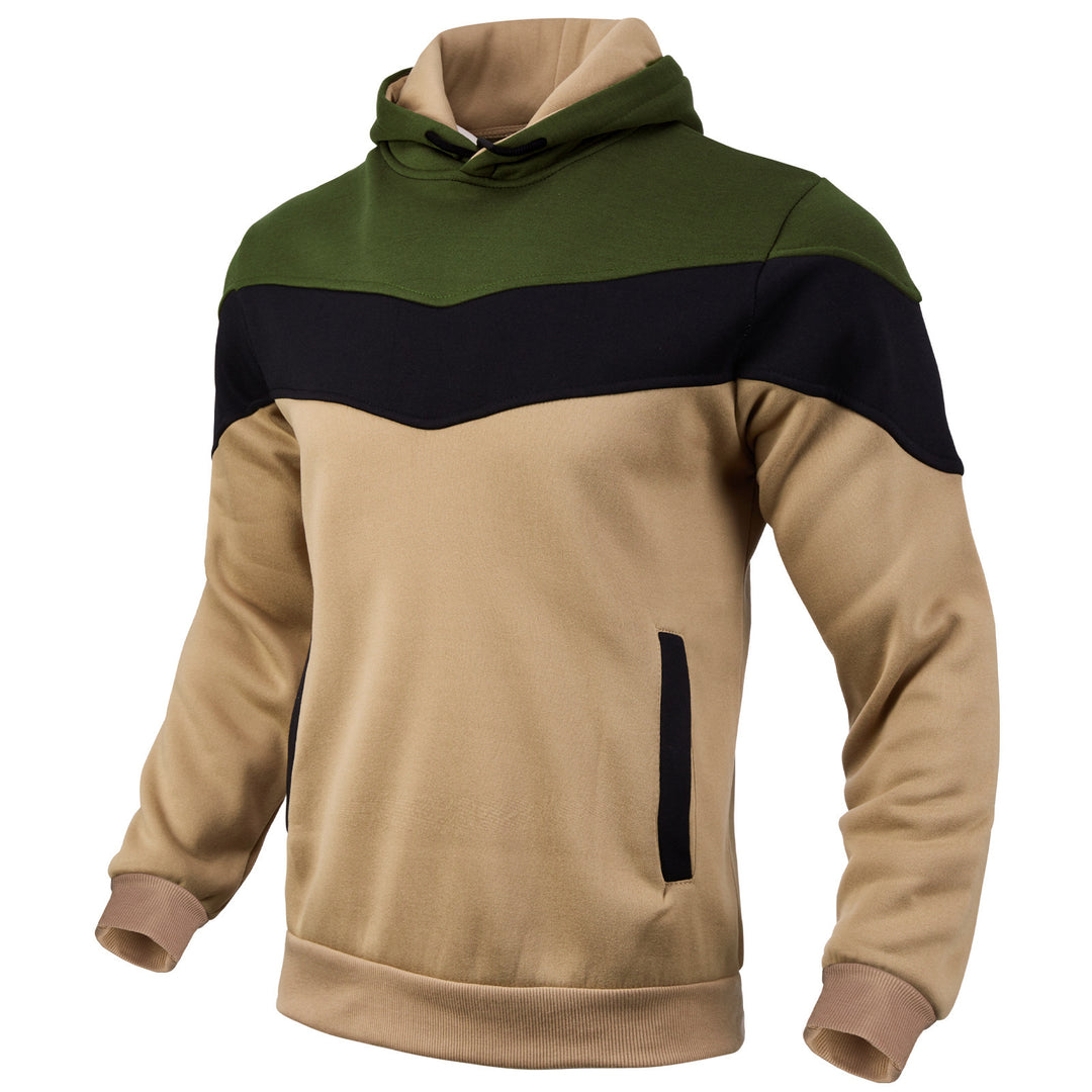 Men's Colorblock Hoodie with High Funnel Collar, Hidden Side Pockets and Ribbed Cuffs Mune Fashion