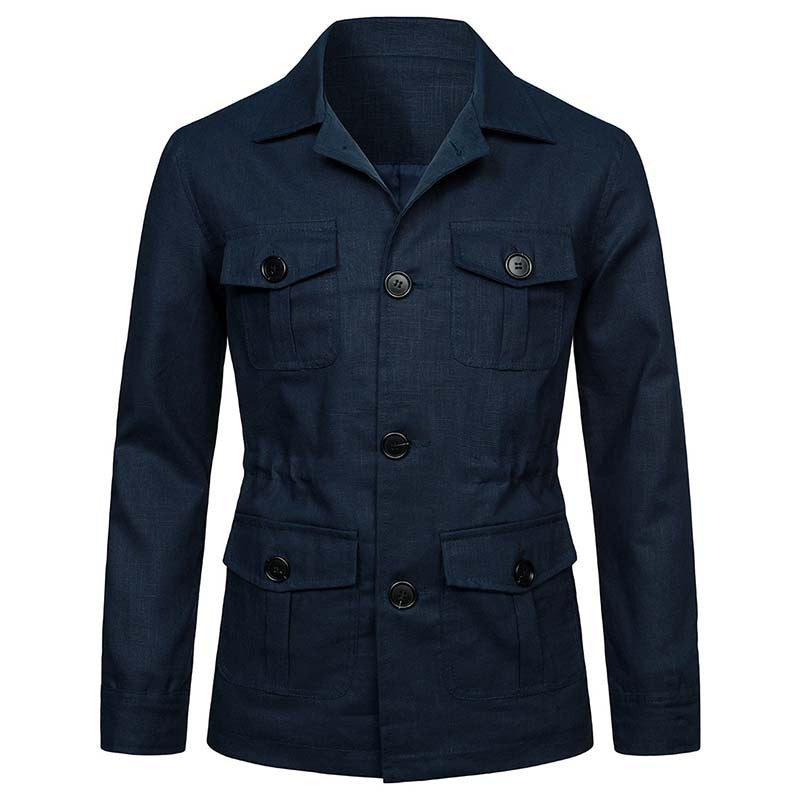 Men's Safari Linen Jacket with four patch pockets Mune Fashion