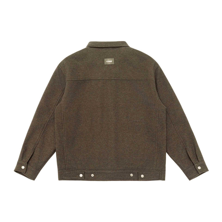 Men's Boxy Wool Blend Blouson Jacket with Snap Front and Flap Pockets