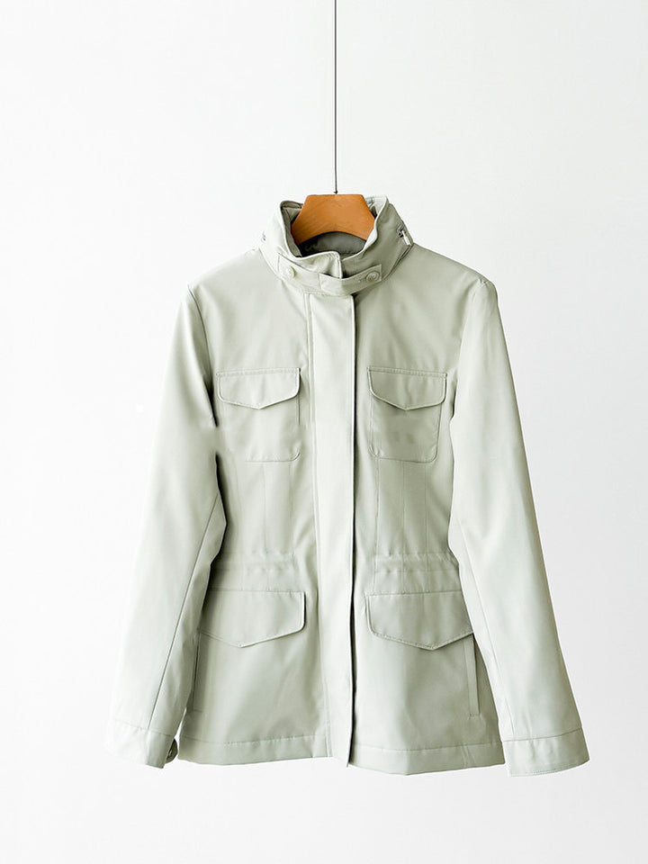 Women modern utility jacket with high collar Mune Fashion