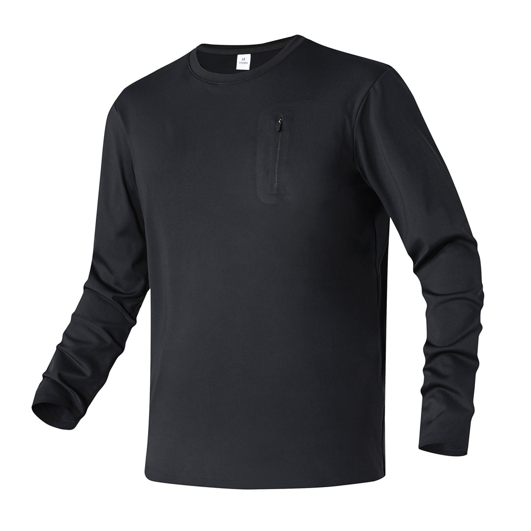 Herren Langarm-Performance-Shirt mit Brust-Reißverschlusstasche Mune Fashion