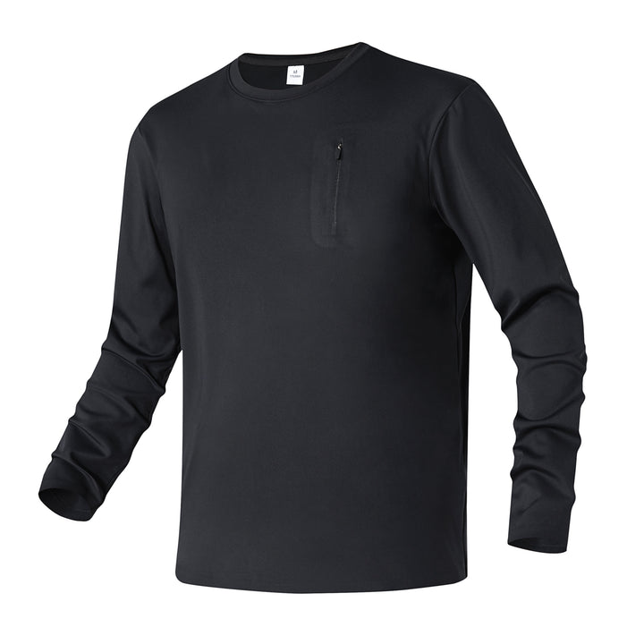 Herren Langarm-Performance-Shirt mit Brust-Reißverschlusstasche Mune Fashion