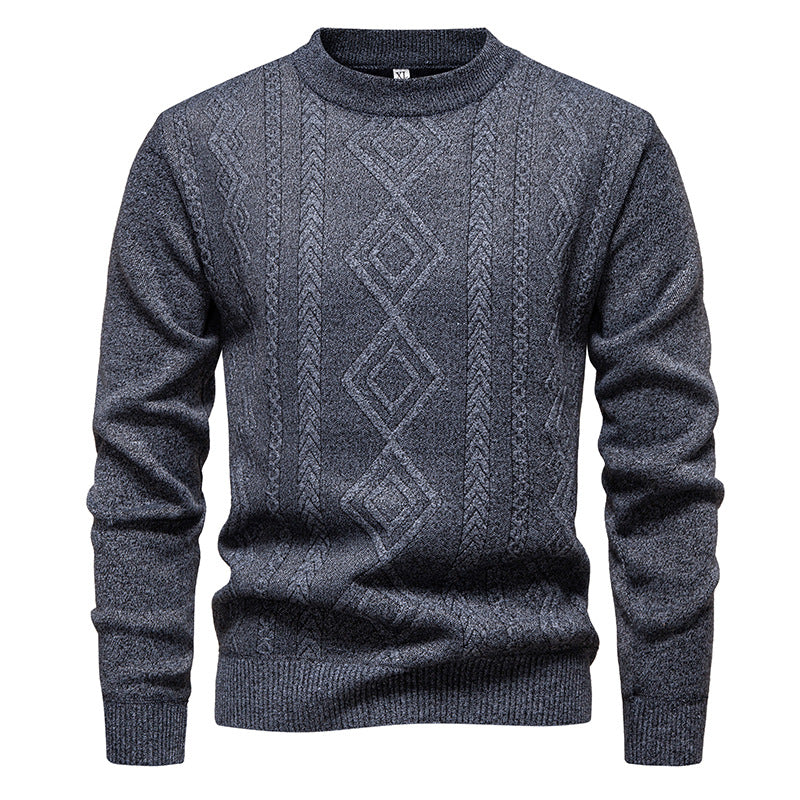 Men's knitted round neck sweater with diamond pattern and fine textured knit Mune Fashion