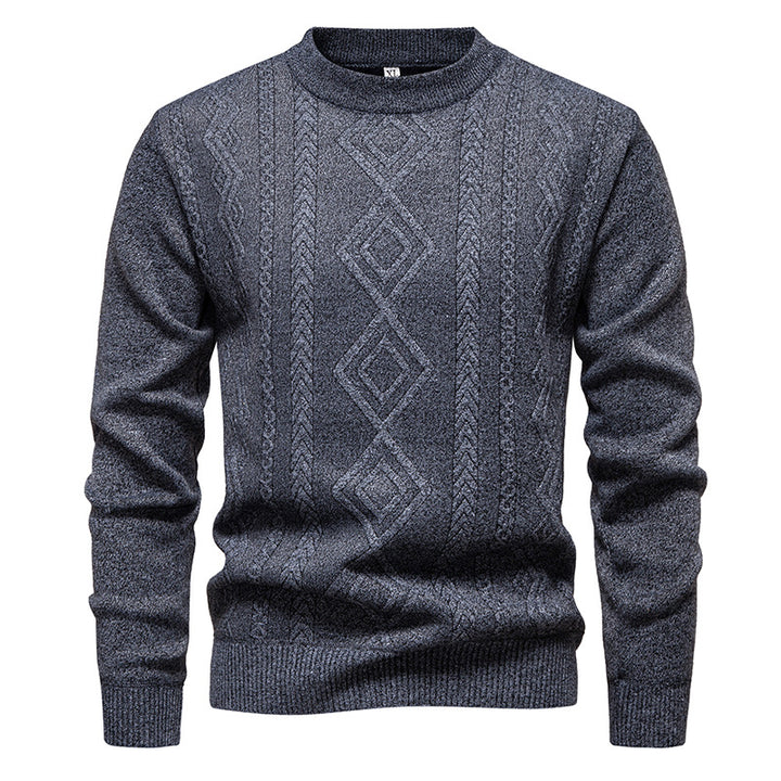 Men's knitted round neck sweater with diamond pattern and fine textured knit Mune Fashion
