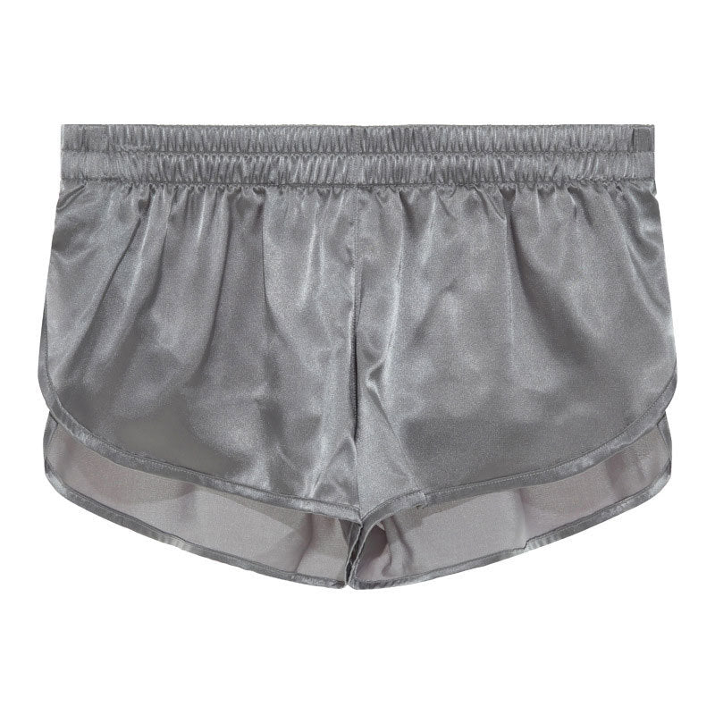 Men's short satin sleep shorts with elastic waistband and side slit Mune Fashion