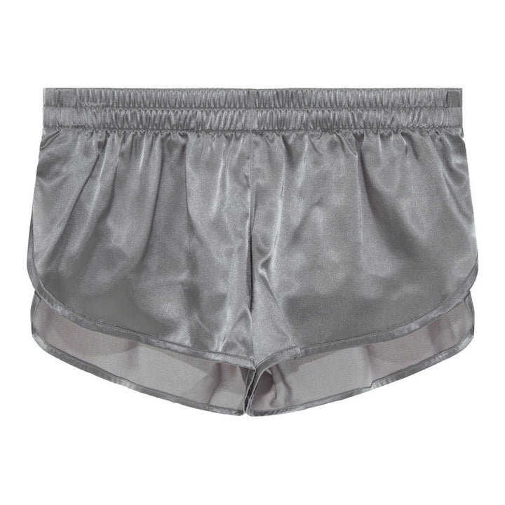 Men's short satin sleep shorts with elastic waistband and side slit Mune Fashion