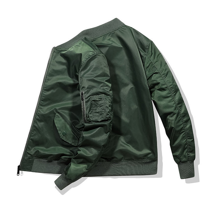 Men's Nylon Bomber Jacket in Aviator Style with Arm Pocket and Ribbed Cuffs Mune Fashion