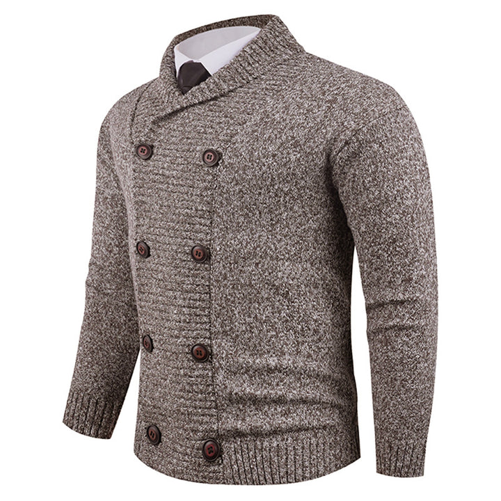 Men's double-breasted chunky knit cardigan with overlapping shawl collar Mune Fashion