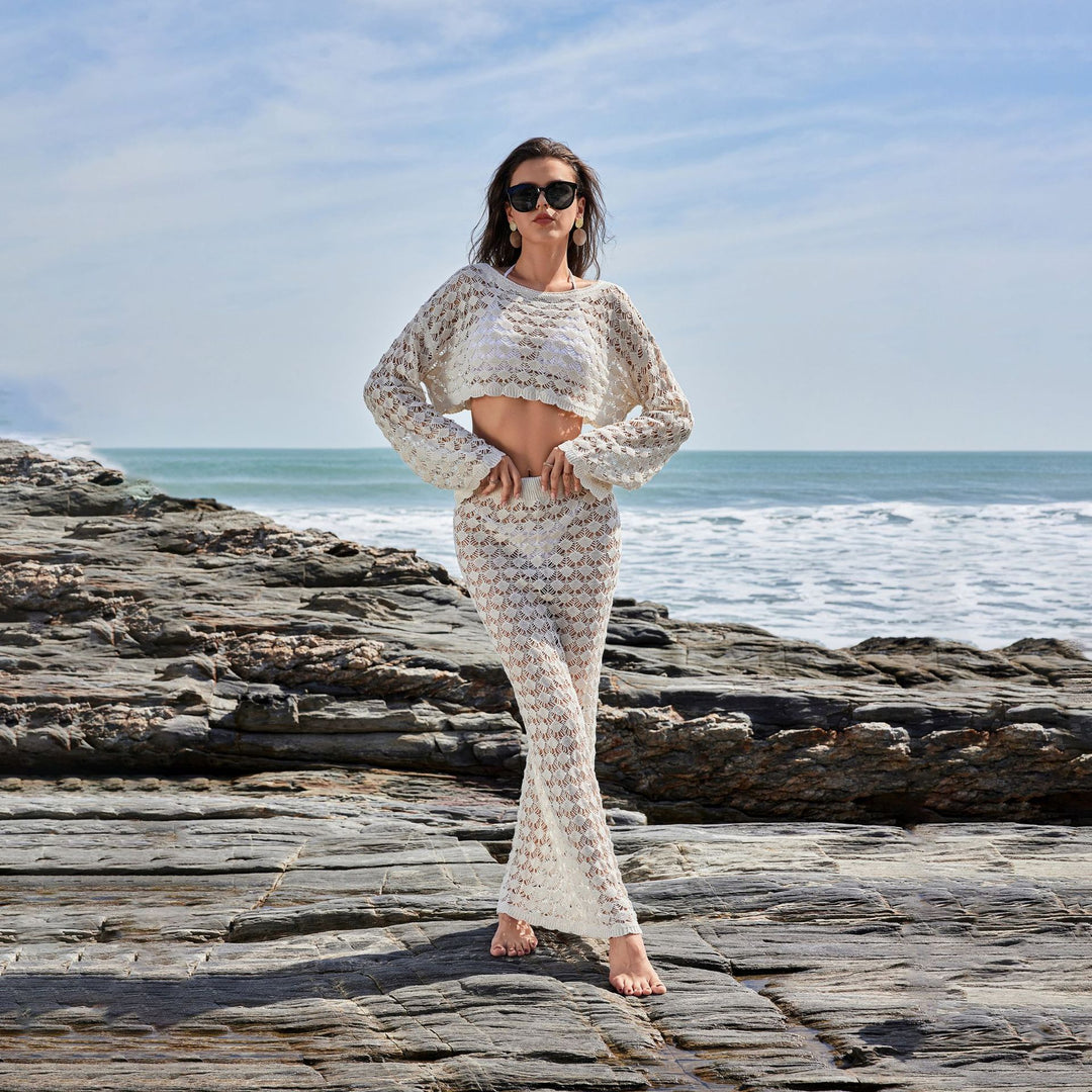 Women Crochet Set with Crop Top and Maxi Skirt Mune Fashion