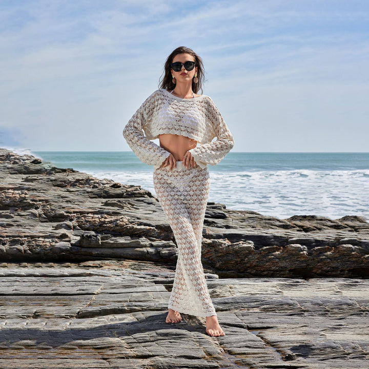 Women Crochet Set with Crop Top and Maxi Skirt Mune Fashion