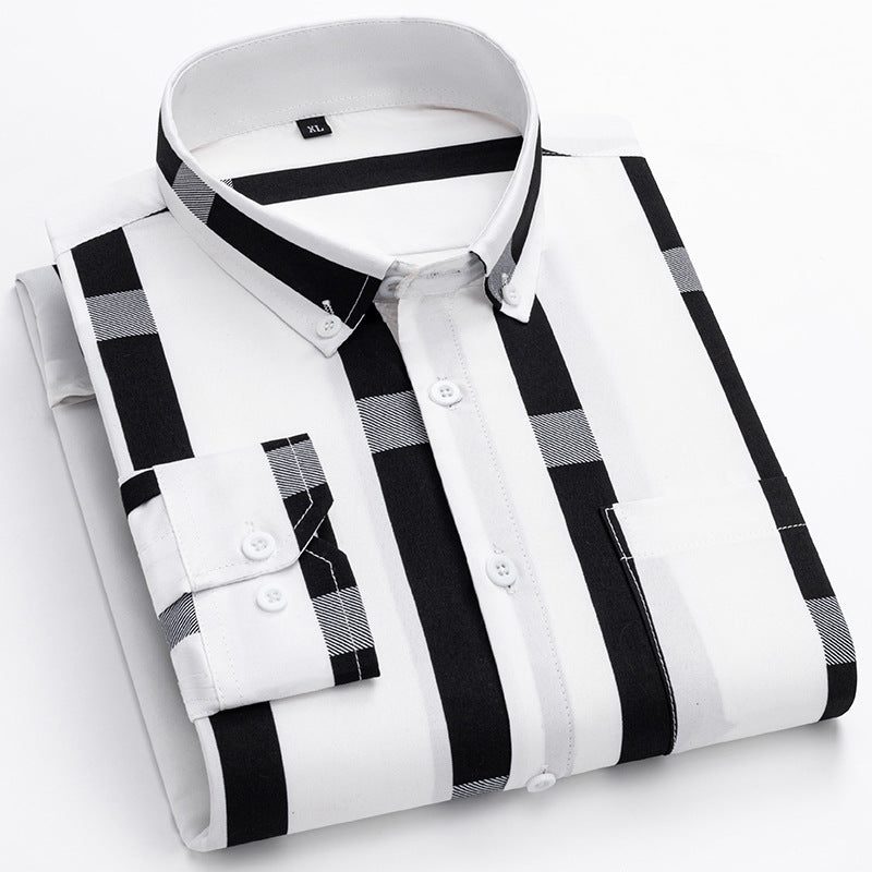 Men's striped business shirt with button-down collar, chest pocket and easy-care cotton blend Mune Fashion