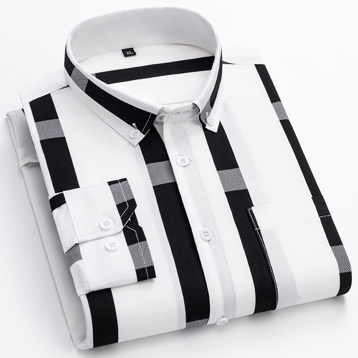 Men's striped business shirt with button-down collar, chest pocket and easy-care cotton blend Mune Fashion