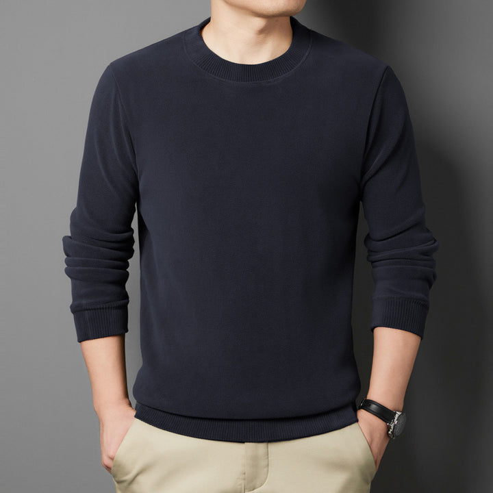 Men's fine round neck sweater made of cotton blend with ribbed cuffs and slim fit Mune Fashion