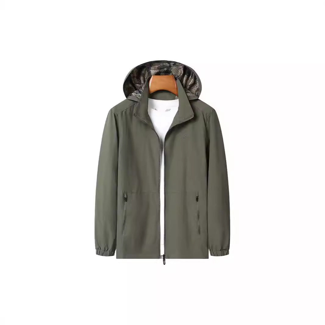 Men's Lightweight Hooded Shell Jacket with Water-Repellent Microfiber and Concealed Zipper Pockets Mune Fashion