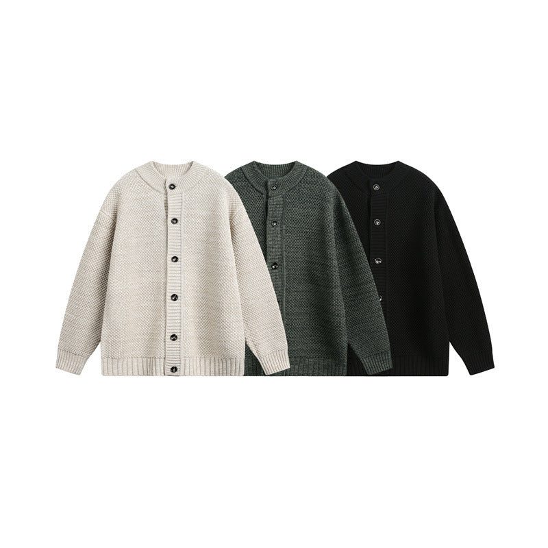 Unisex Chunky Knit Cardigan with Pearl Pattern and Full Button Placket Mune Fashion