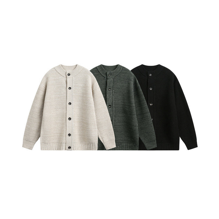 Unisex Chunky Knit Cardigan with Pearl Pattern and Full Button Placket Mune Fashion