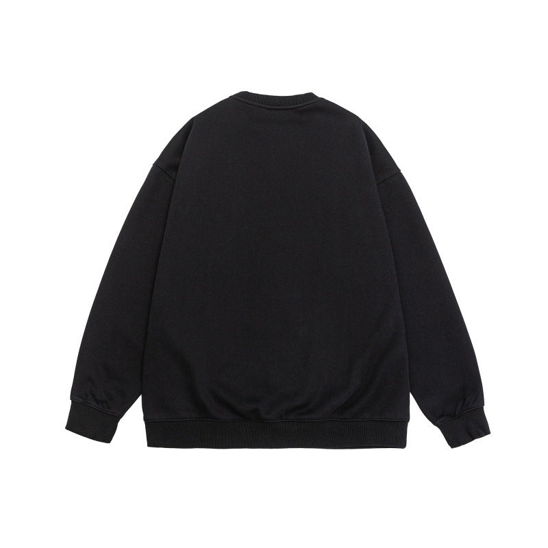 Unisex Loose Oversized Sweatshirt with Worn Script Print, Ribbed Cuffs, and Relaxed Fit Mune Fashion