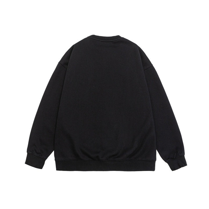 Unisex Loose Oversized Sweatshirt with Worn Script Print, Ribbed Cuffs, and Relaxed Fit Mune Fashion