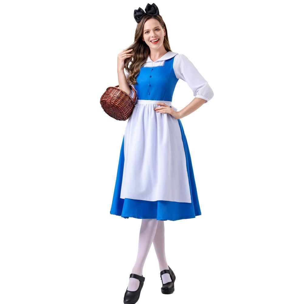 Women nan vintage apron dress with tailored cut and stand-up collar Mune Fashion