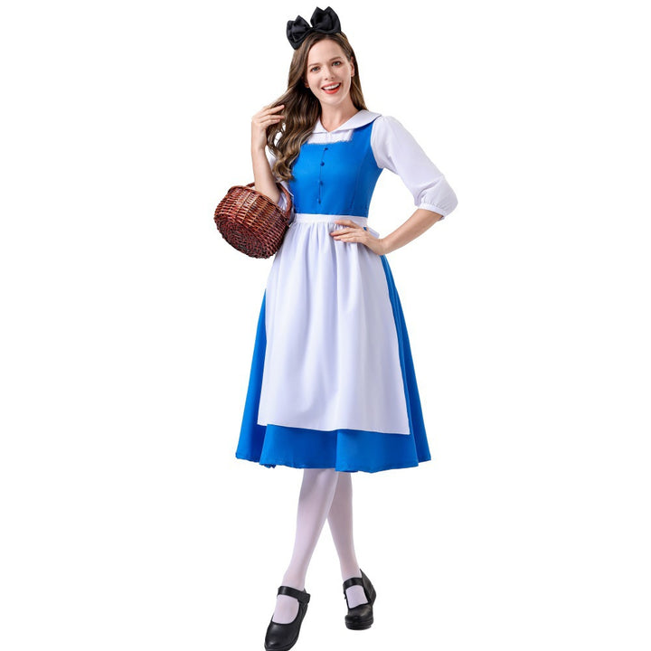 Women nan vintage apron dress with tailored cut and stand-up collar Mune Fashion
