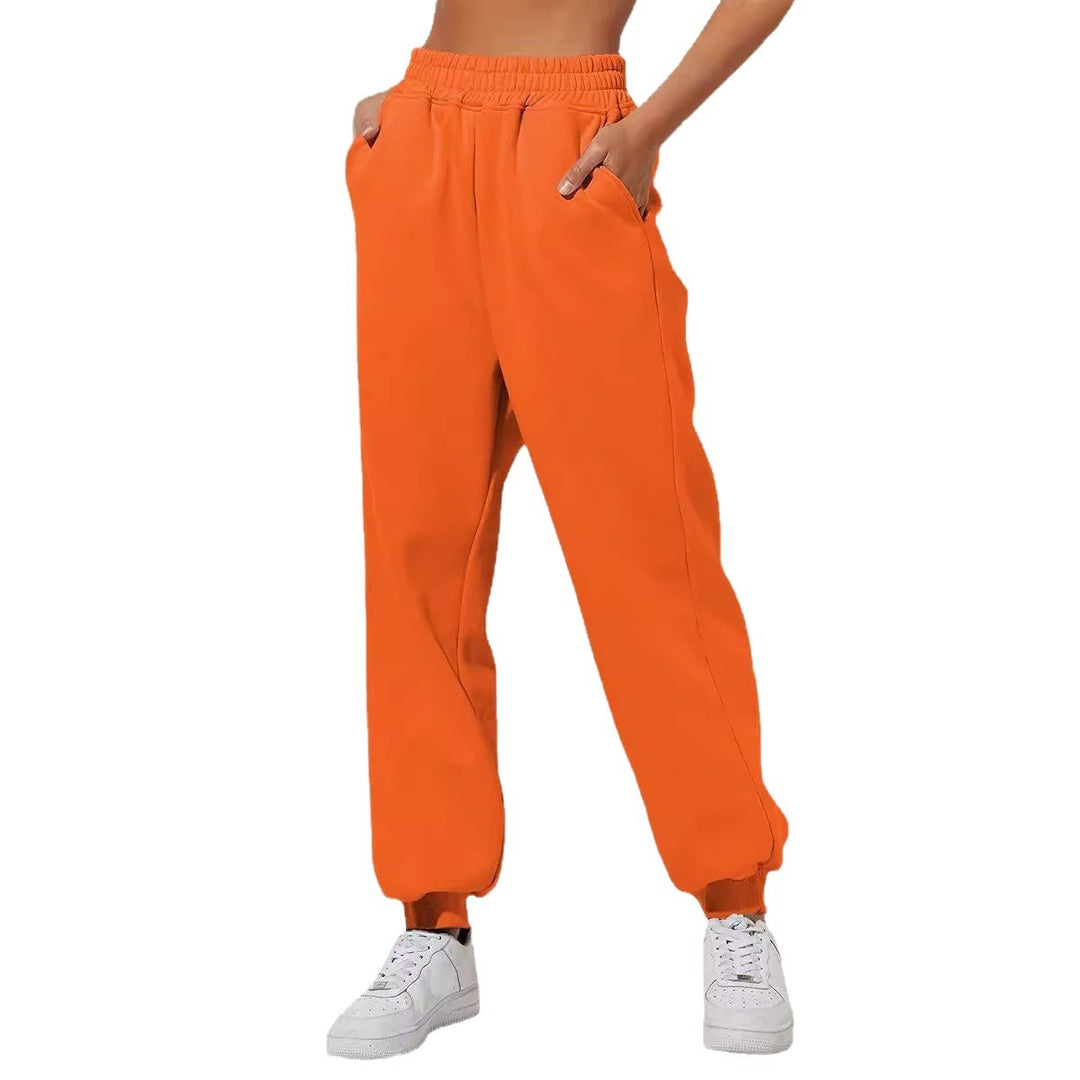Women's relaxed high-waist jogging pants with double-layer comfort waistband, side pockets, and gathered ankle cuffs Mune Fashion