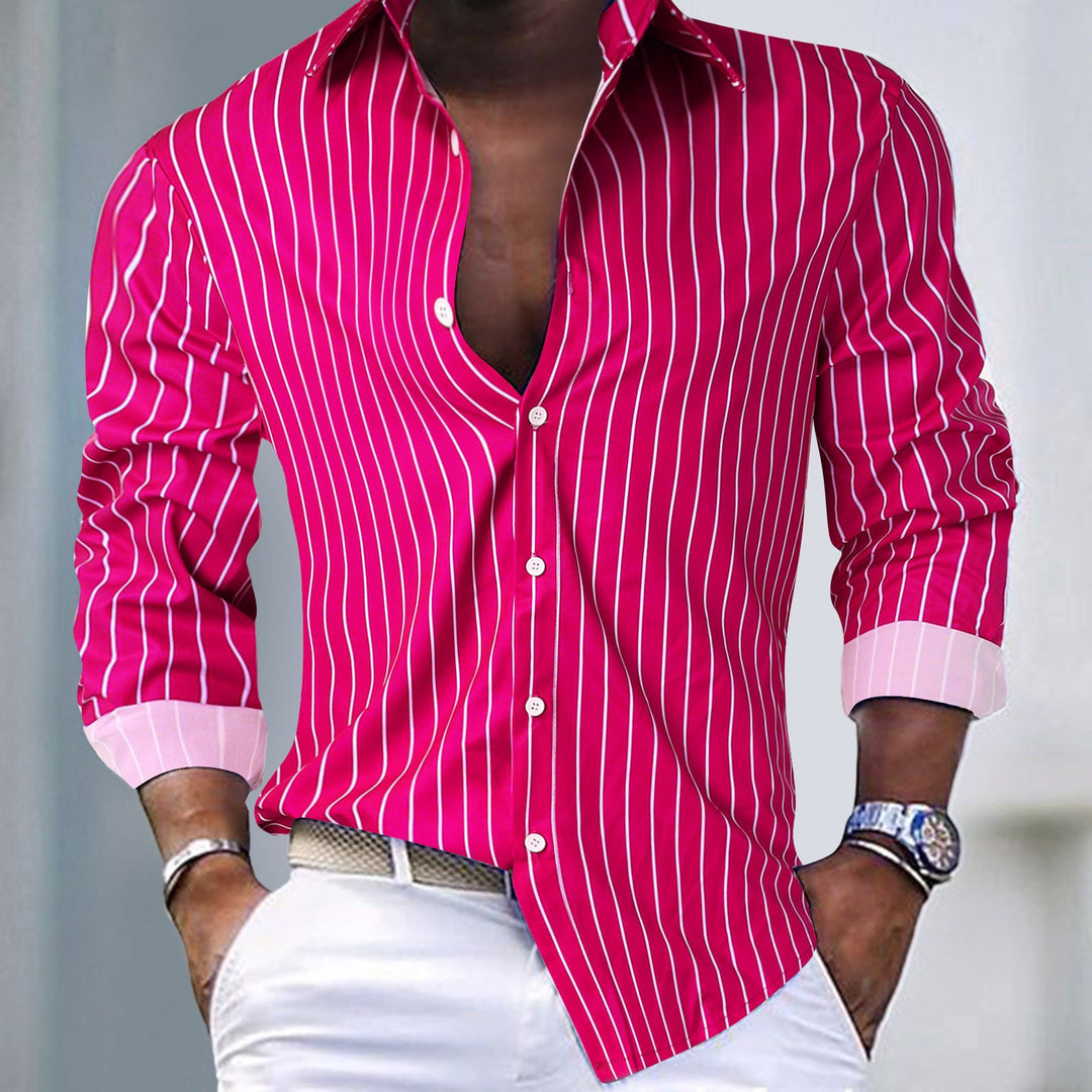 Men's Slim-Fit Shirt with Modern Stripe Pattern Mune Fashion