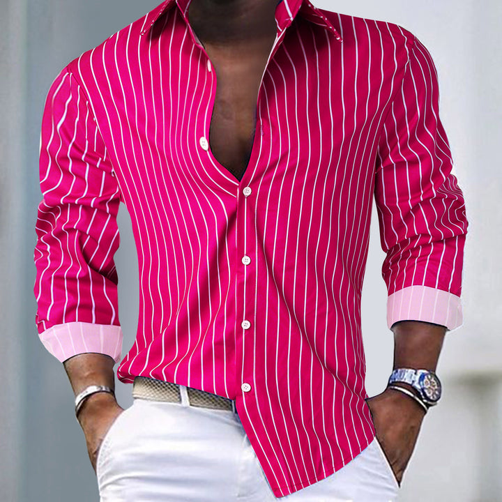 Men's Striped Business Shirt with Kent Collar, Contrast Cuffs and Tailored Fit Mune Fashion