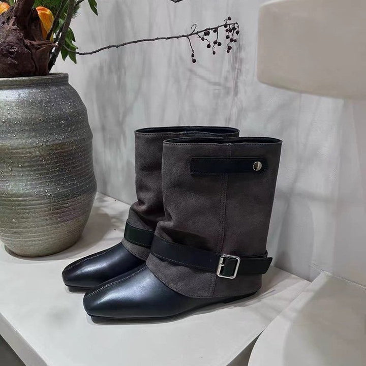 Women Elegant Ankle Boots with Fashionable Strap Design Mune Fashion