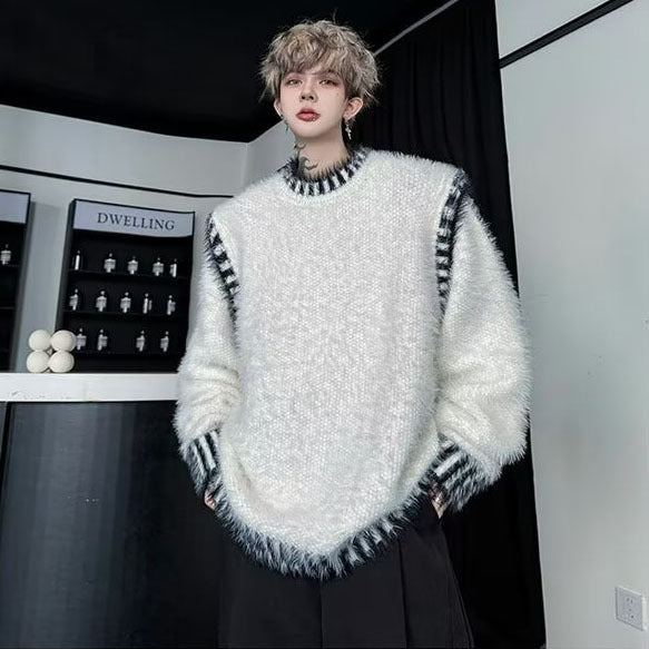 Men's Comfortable Chunky Knit Sweater with Round Neck