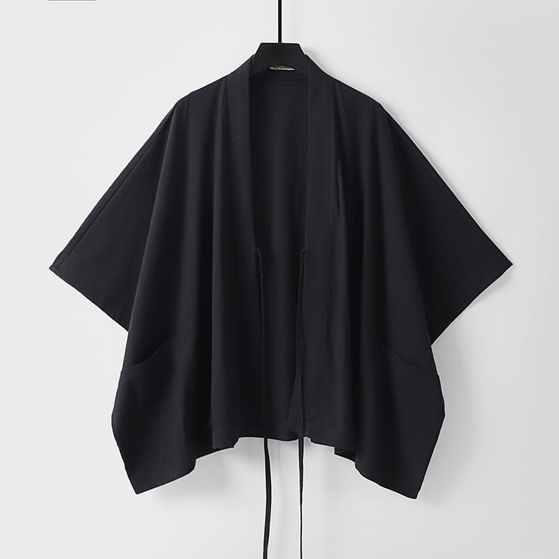 Women Oversize Kimono Cardigan with Tie and Patch Pockets Mune Fashion