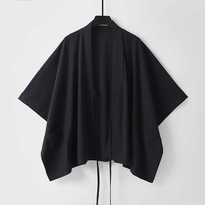 Women Oversize Kimono Cardigan with Tie and Patch Pockets Mune Fashion