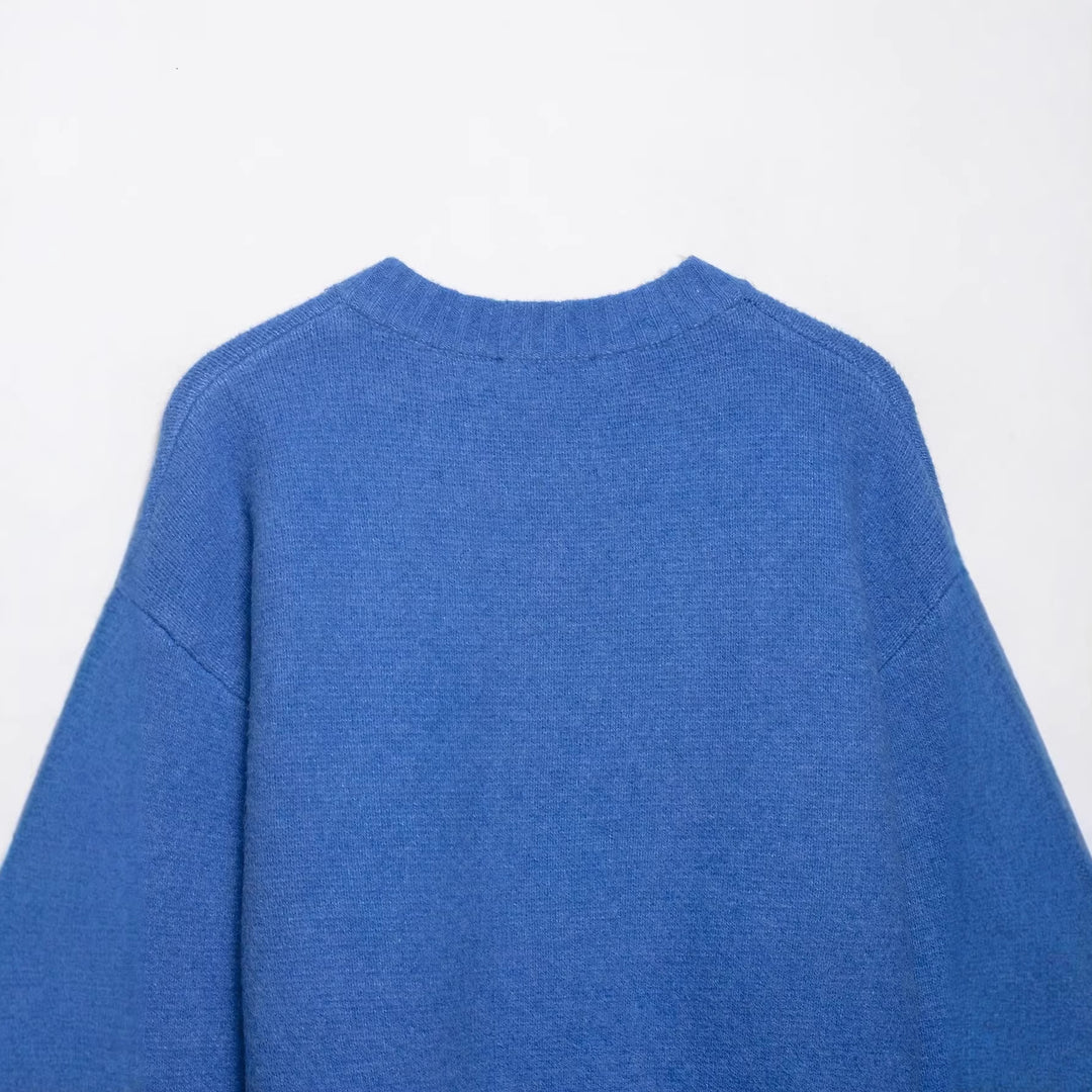 Women Cropped Cardigan with boxy silhouette, ribbed hem, and round neckline Mune Fashion
