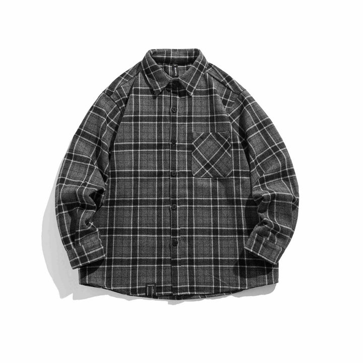 Men's Checkered Overshirt in Shacket Style made of soft Flannel with patch Chest Pocket Mune Fashion