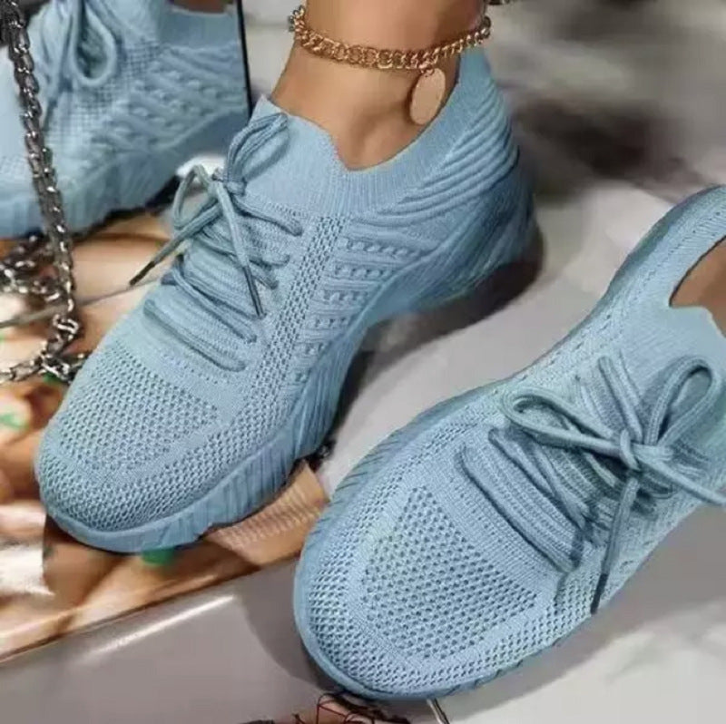 Women's lightweight knitted sneakers with sock-like upper material, cushioned comfort sole, and flexible patterned outsole Mune Fashion