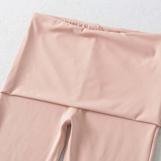 Women's capri leggings with high fold-over waistband, shaping effect and side leg slit Mune Fashion