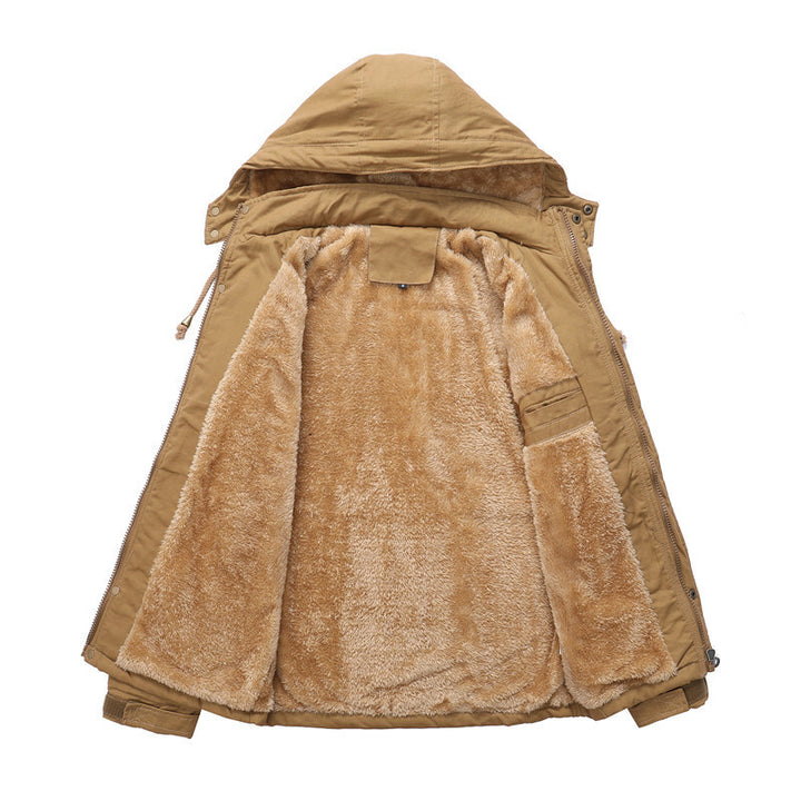 Men's waterproof hooded canvas jacket with teddy lining and multifunctional pockets Mune Fashion