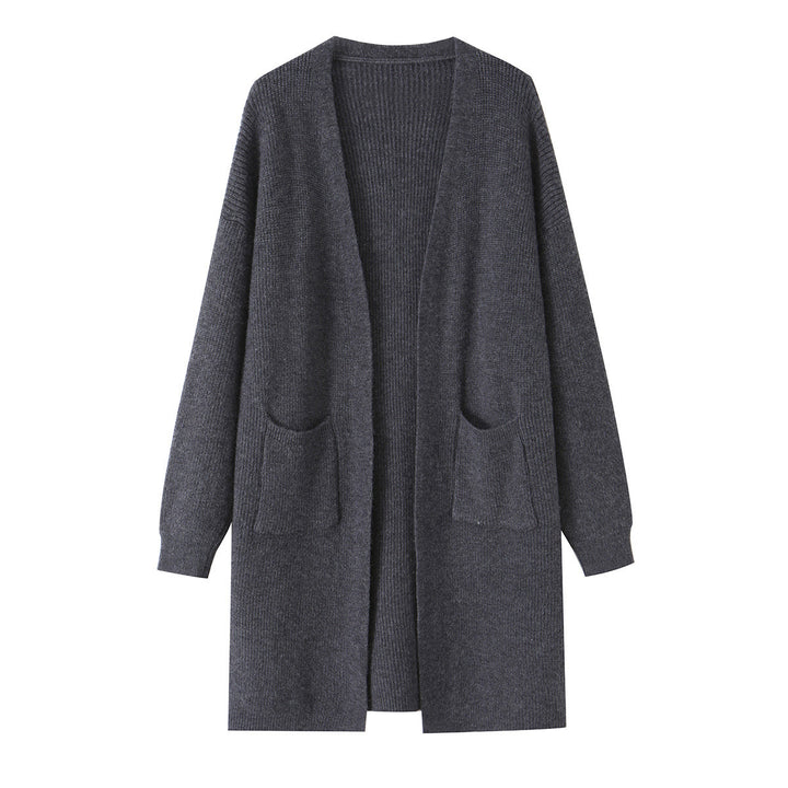Ladies Longline Knit Cardigan with Patch Pockets Mune Fashion