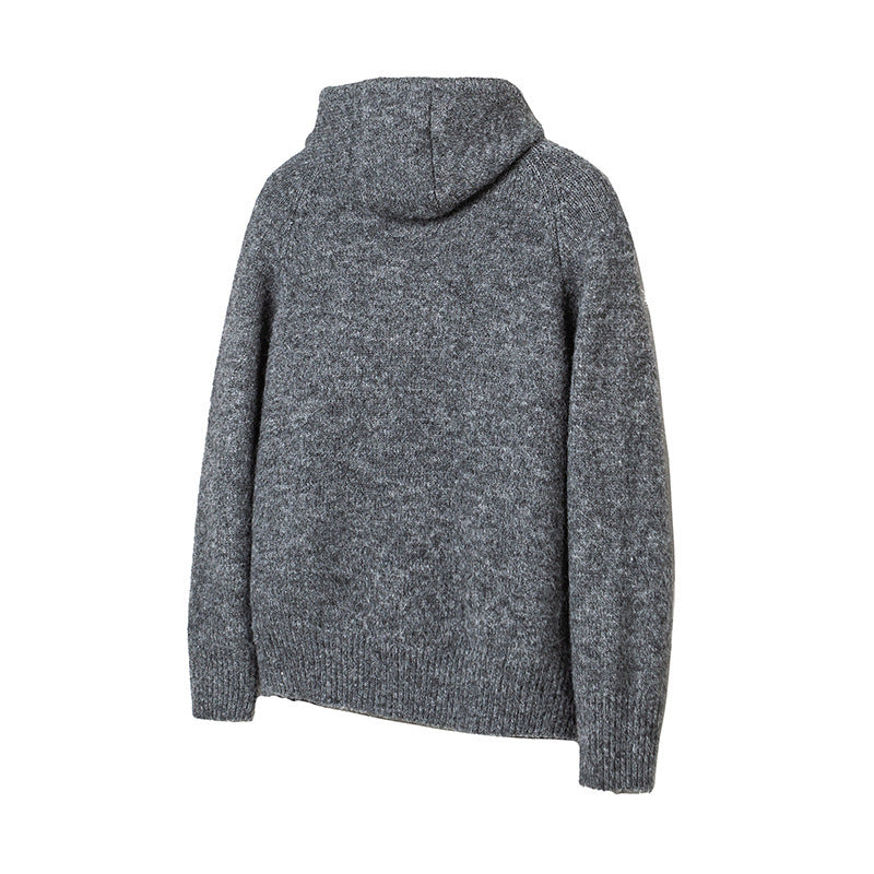 Men's chunky knit hooded cardigan with full button placket and ribbed cuffs Mune Fashion
