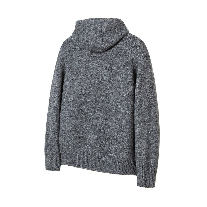 Men's chunky knit hooded cardigan with full button placket and ribbed cuffs Mune Fashion