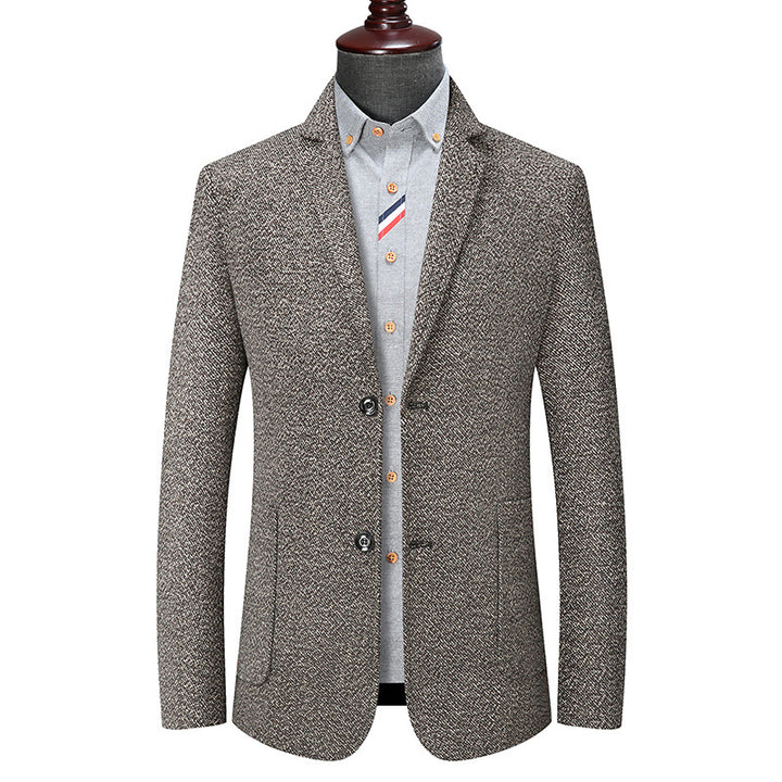 Men's slim fit jacket with fine melange texture and patch pockets Mune Fashion