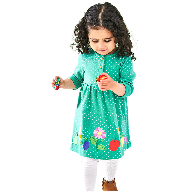 Girls cotton dress with colorful floral embroidery Mune Fashion