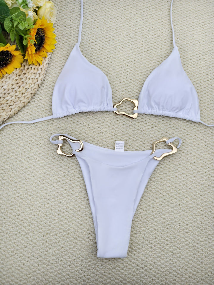 Women's Triangle Bikini with Elegant Gold Details Mune Fashion