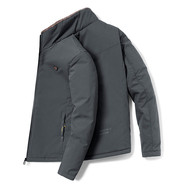 Men's Quilted Transitional Jacket with Teddy Lining and High Stand-Up Collar Mune Fashion