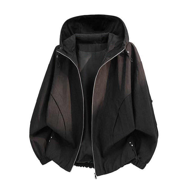 Unisex windproof oversized hooded jacket made of microfiber with elastic hem Mune Fashion