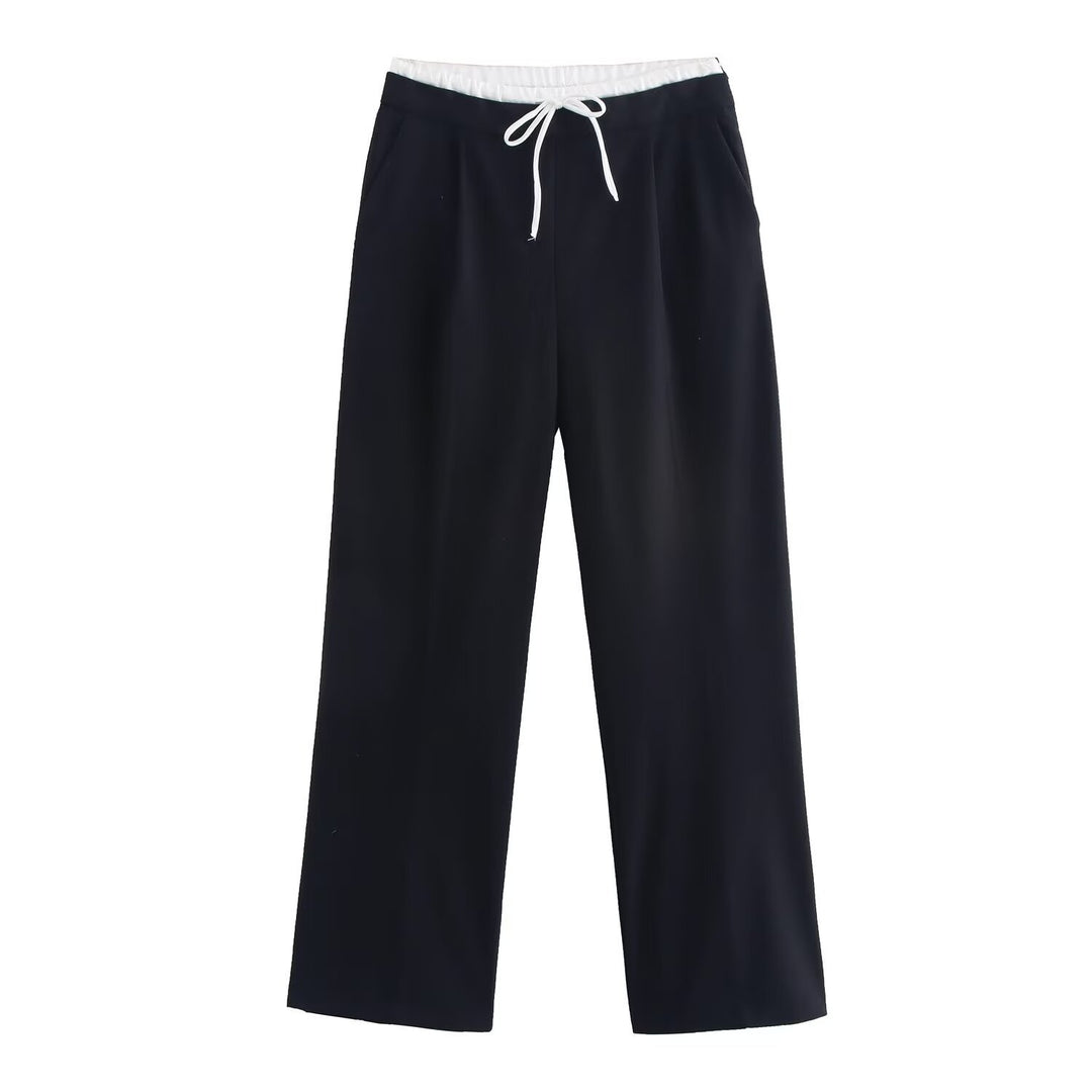 Women 60+ wide Highwaist Palazzo pants with drawstring waistband and crease Mune Fashion